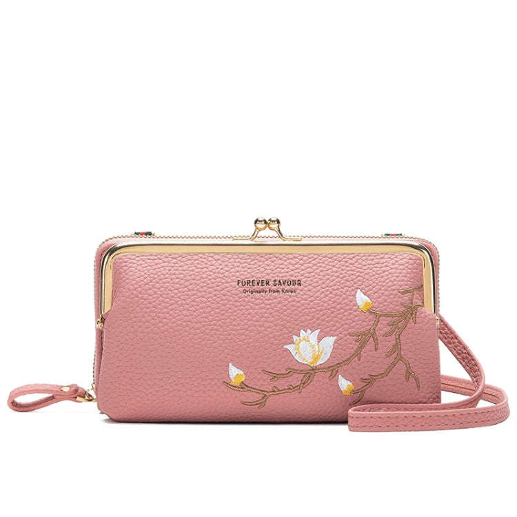 Embroidered Large Capacity Single-shoulder Phone Bag Crossbody Zipper Long Ladies Wallet, Color: ...