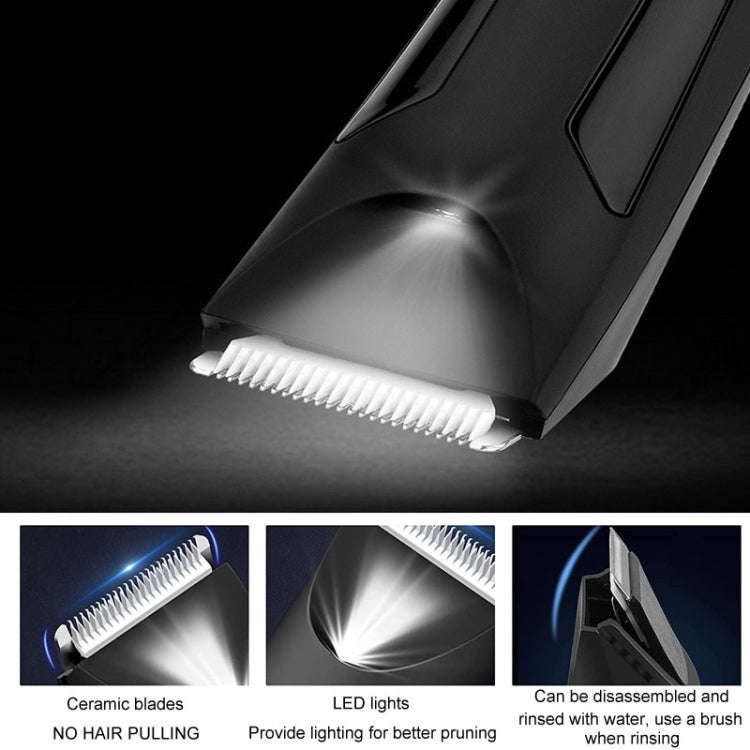 Mens Electrical Body Hair Trimmer LCD Digital Shaver(Black)