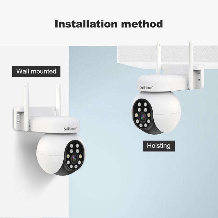 SriHome SH052 Wifi 5MP Wireless PTZ IP AI Auto Tracking Sound&Light Alarm Starlight Color Night V...