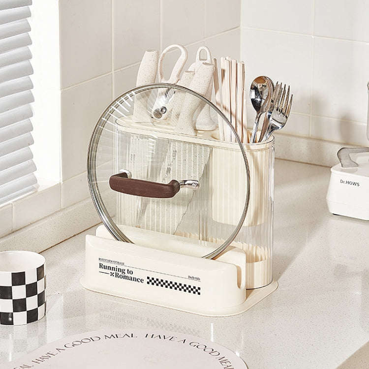 Cream Style Kitchen Storage Rack Knife Holder Chopping Board, Spec: Pot Lid Rack