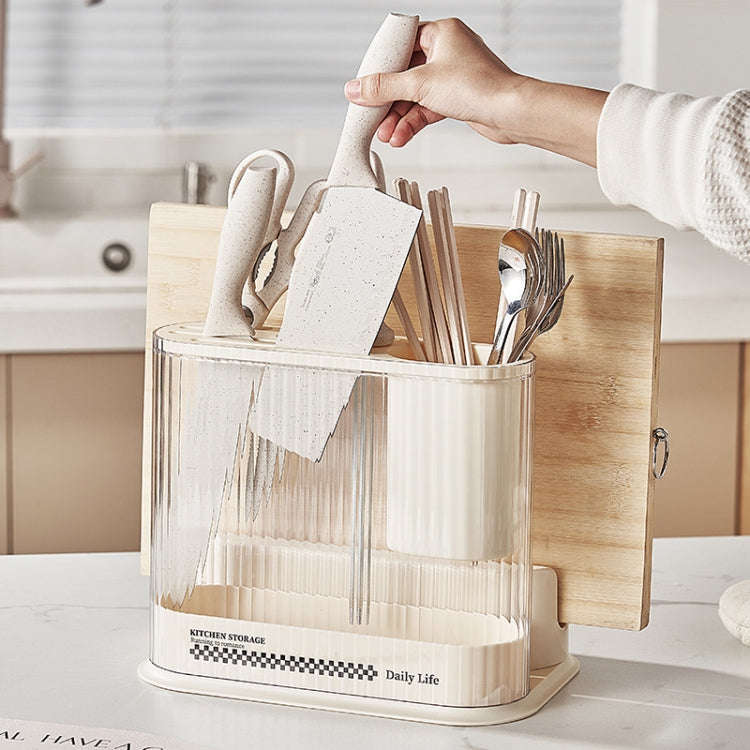 Cream Style Kitchen Storage Rack Knife Holder Chopping Board, Spec: 2 In 1