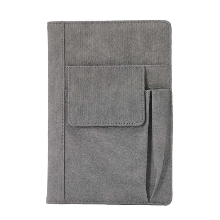 A5 Imitation Fabric PU Leather Notebook Notepad Multi-pocket Journal Planner(Grey)