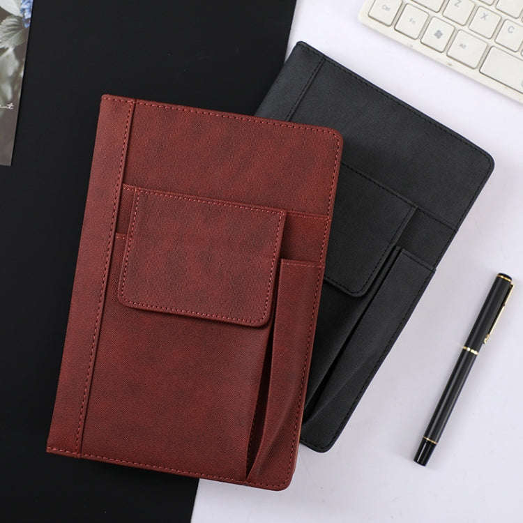 A5 Imitation Fabric PU Leather Notebook Notepad Multi-pocket Journal Planner(Grey)