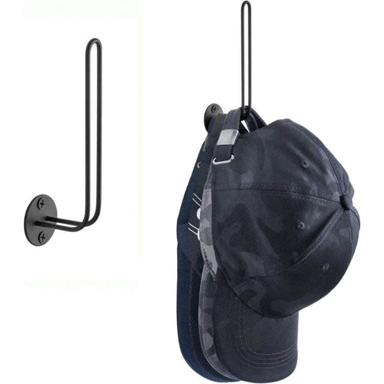 L-Shaped Iron Wire Rack Baseball Cap Storage Stand Wall Mounted Hat Holder(Black)