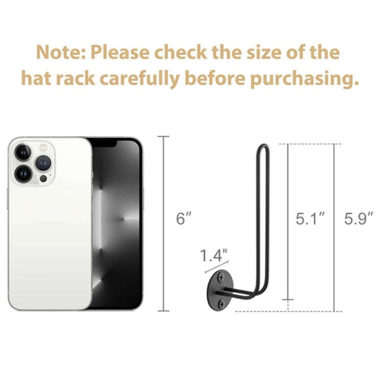 L-Shaped Iron Wire Rack Baseball Cap Storage Stand Wall Mounted Hat Holder(Black)