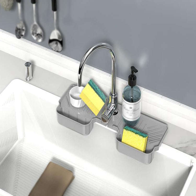 Silicone Drainage Mat Splash-Proof Silicone Pad Kitchen Bath Faucet Drainage Basket(Gray)