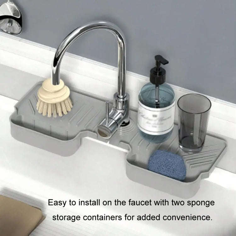 Silicone Drainage Mat Splash-Proof Silicone Pad Kitchen Bath Faucet Drainage Basket(Black)
