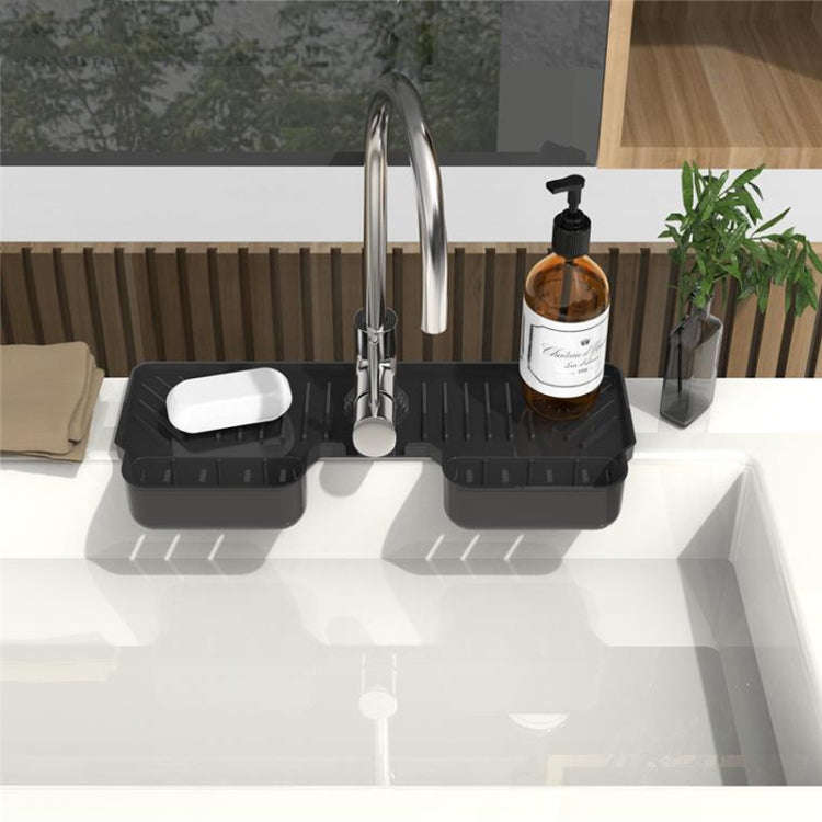 Silicone Drainage Mat Splash-Proof Silicone Pad Kitchen Bath Faucet Drainage Basket(Gray)