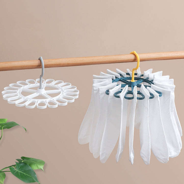 360 Degree Rotatable Sock Hanger With 20 Clips Round Laundry Drying Rack(White)