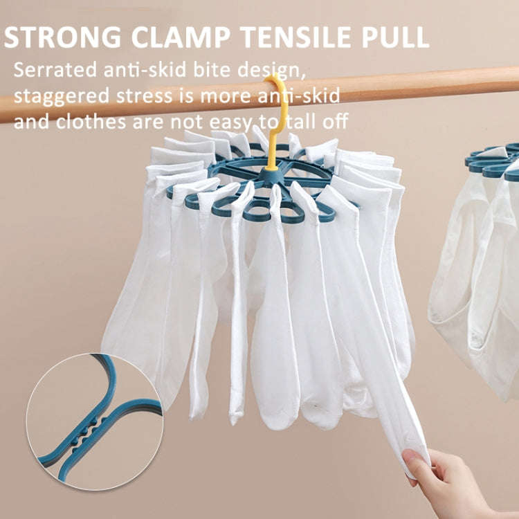 360 Degree Rotatable Sock Hanger With 20 Clips Round Laundry Drying Rack(White)