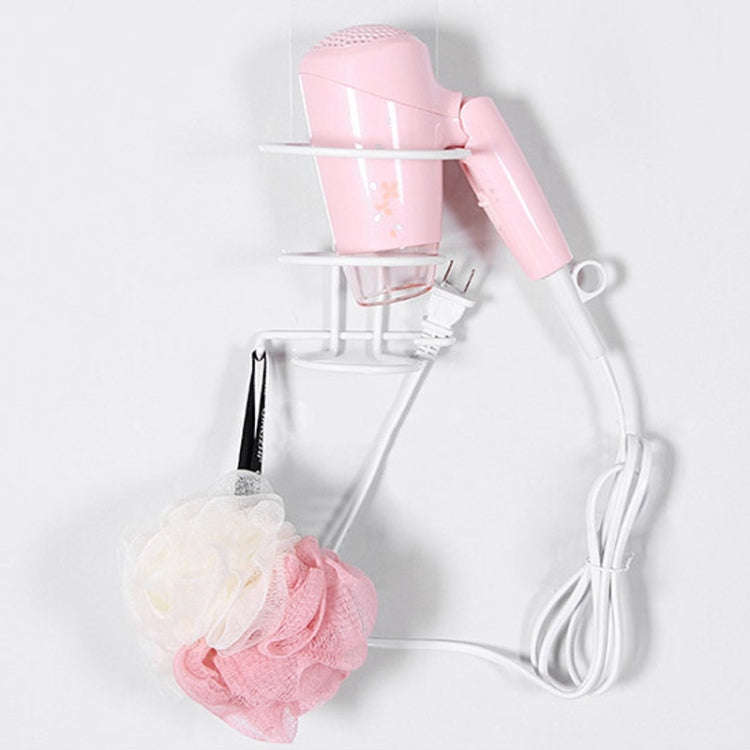 No-Punch Wall Mount Hair Dryer Bracket Bathroom Shelf(Black)