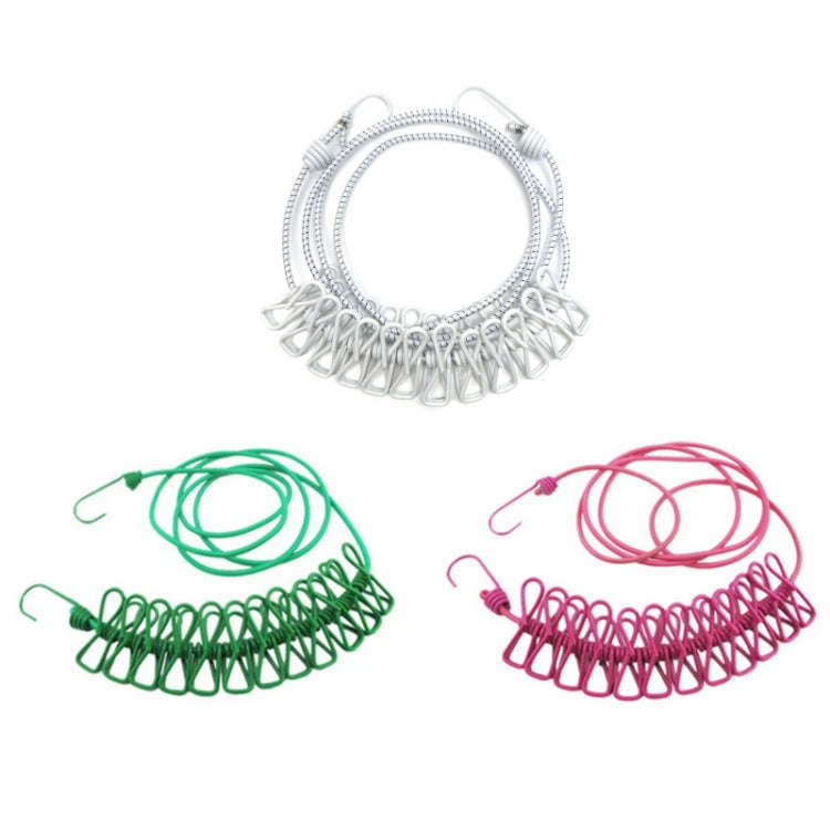 Outdoor Travel Retractable Windproof Clothesline with 12 Clips(Pink)