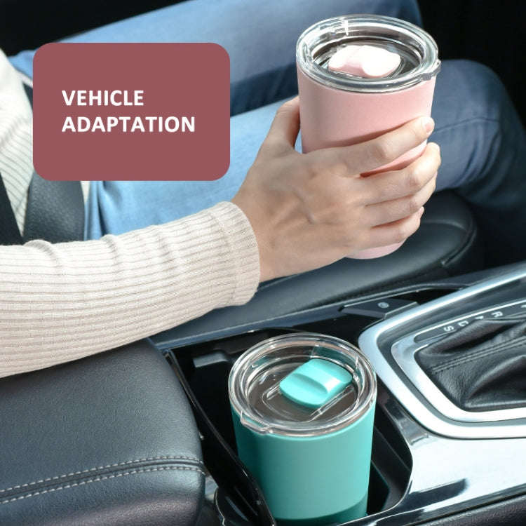 401-500ml 304 Stainless Steel Portable Mug Coffee Cup with Lid Leakproof Thermos Drink Bottle(Pink)