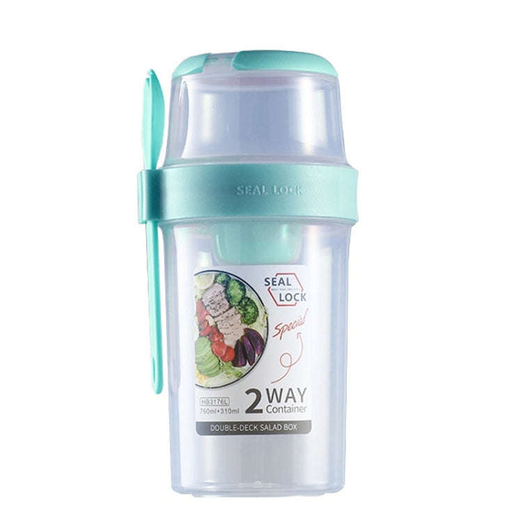 Salad Meal Shaker Cup Portable Fruit and Vegetable Container with Fork Dressing Box, Size: Large ...