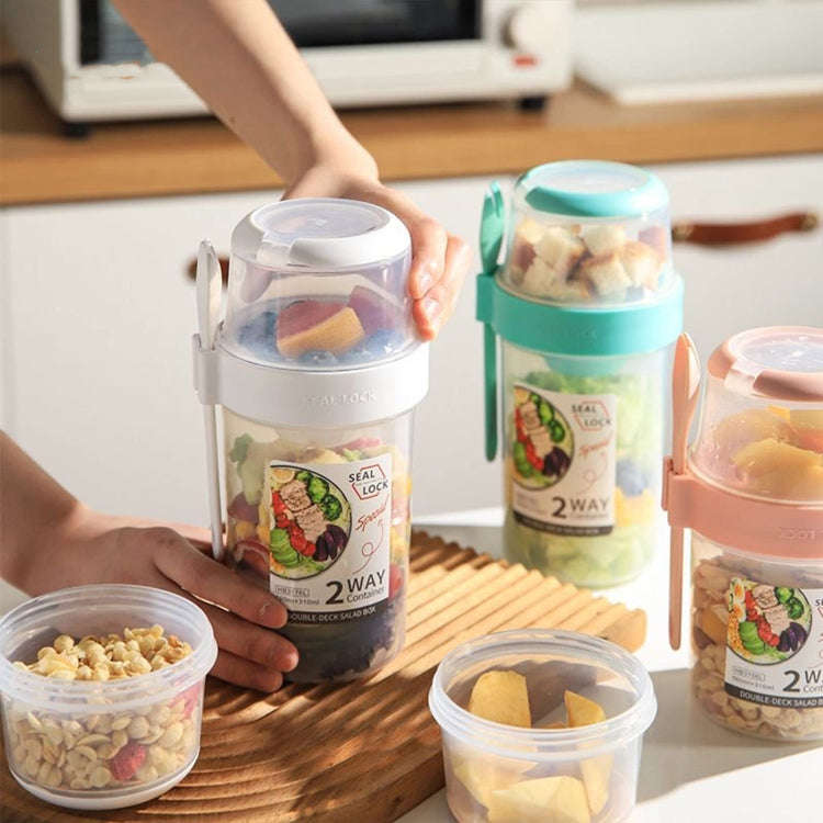 Salad Meal Shaker Cup Portable Fruit and Vegetable Container with Fork Dressing Box, Size: Large ...