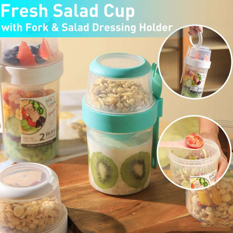 Salad Meal Shaker Cup Portable Fruit and Vegetable Container with Fork Dressing Box, Size: Small ...