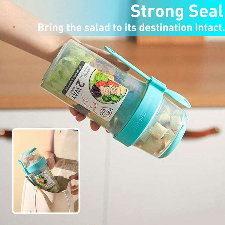 Salad Meal Shaker Cup Portable Fruit and Vegetable Container with Fork Dressing Box, Size: Small ...
