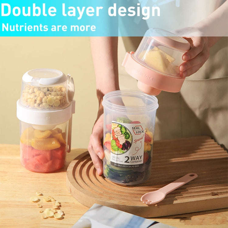 Salad Meal Shaker Cup Portable Fruit and Vegetable Container with Fork Dressing Box, Size: Small ...