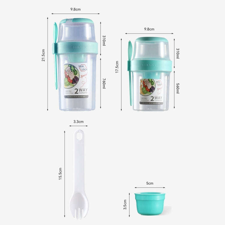 Salad Meal Shaker Cup Portable Fruit and Vegetable Container with Fork Dressing Box, Size: Small ...