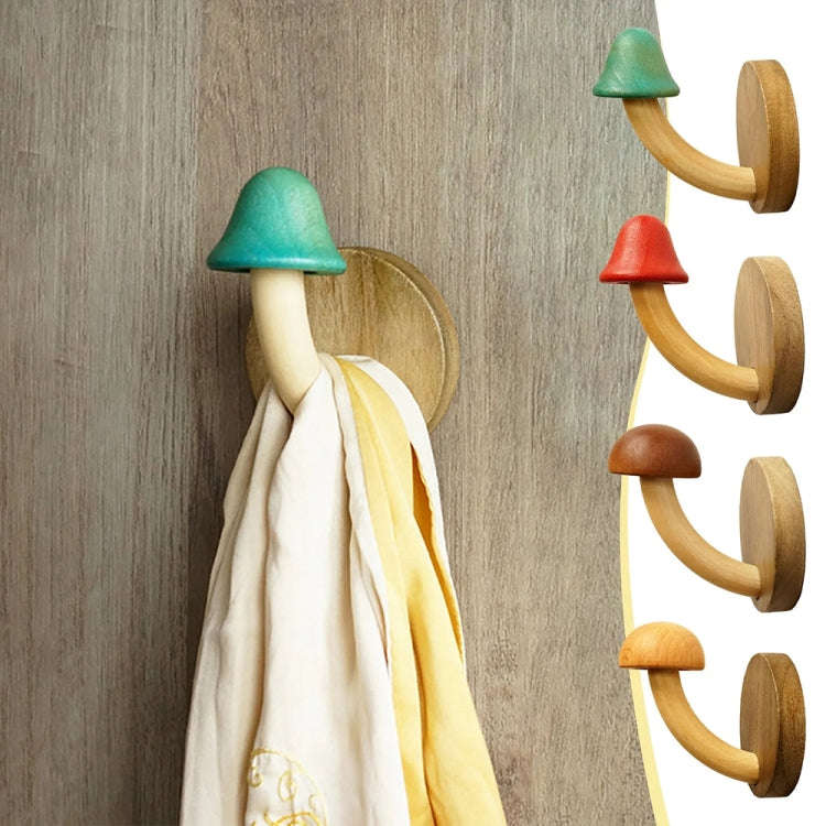 Wooden Mushroom Shape Punch-Free Coat Hook Home Decoration Storage Hook, Color: Natural Round Head