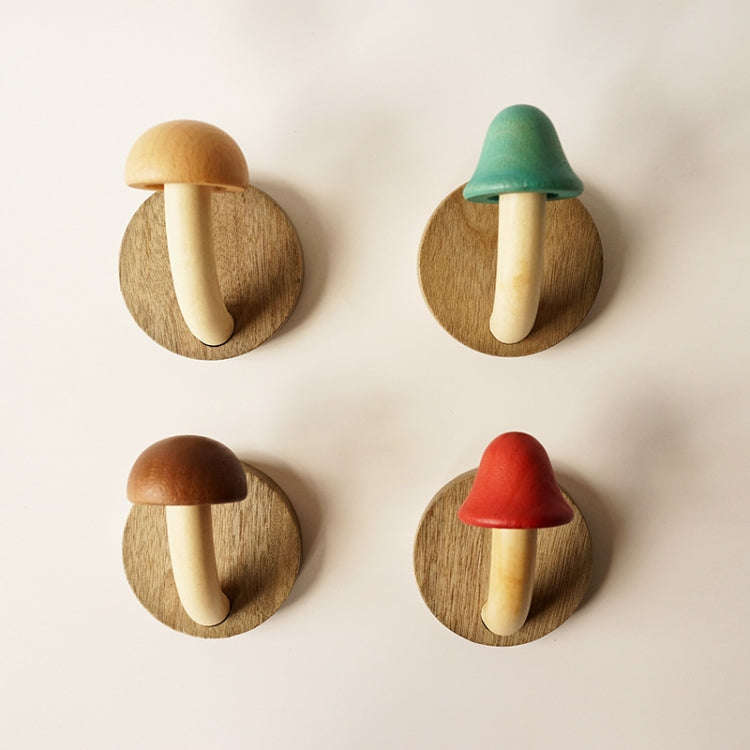 Wooden Mushroom Shape Punch-Free Coat Hook Home Decoration Storage Hook, Color: Natural Round Head
