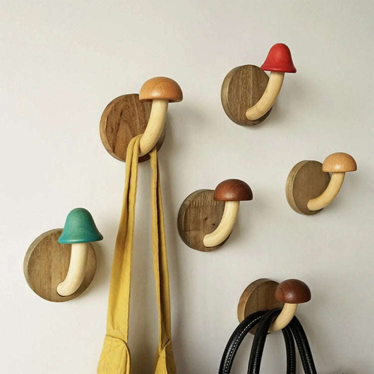 Wooden Mushroom Shape Punch-Free Coat Hook Home Decoration Storage Hook, Color: Natural Round Head