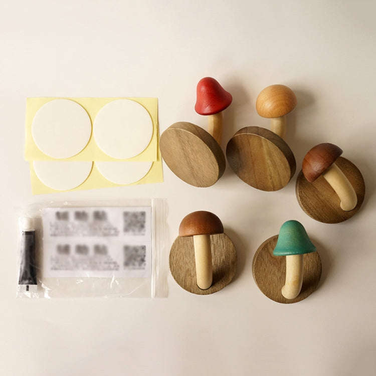 Wooden Mushroom Shape Punch-Free Coat Hook Home Decoration Storage Hook, Color: Natural Round Head
