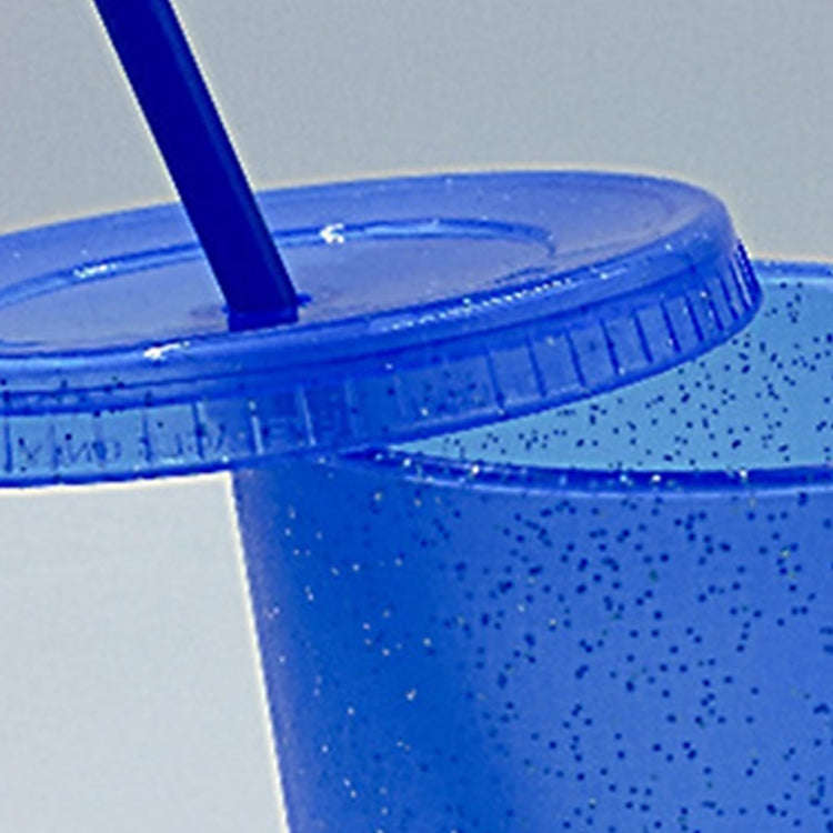 Large Summer Glitter Water Cup Plastic Ice Cold Drink Bottle with Straw(Yellow)