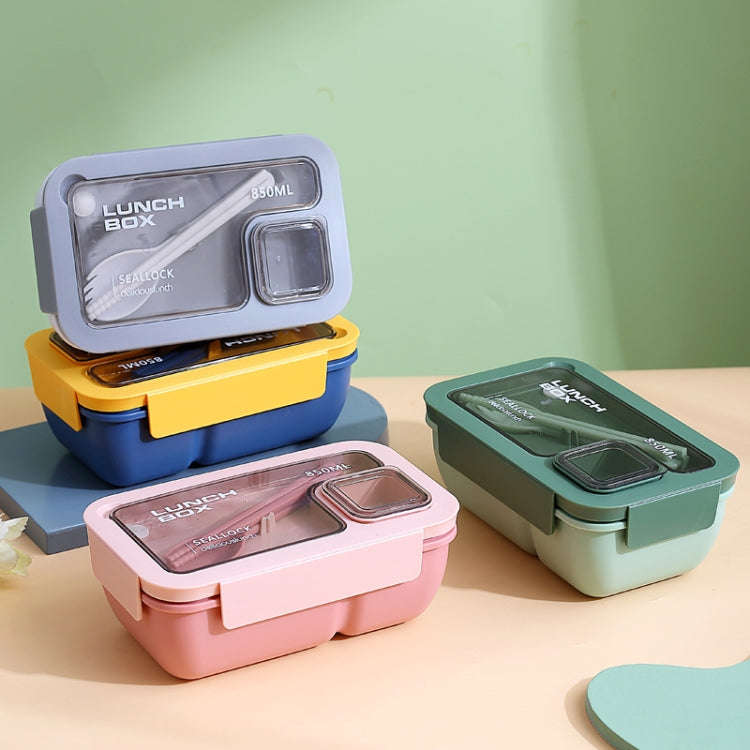 Rectangle Microwaveable Lunch Box Hermetic Bento Box with Spoon Chopsticks(Green)