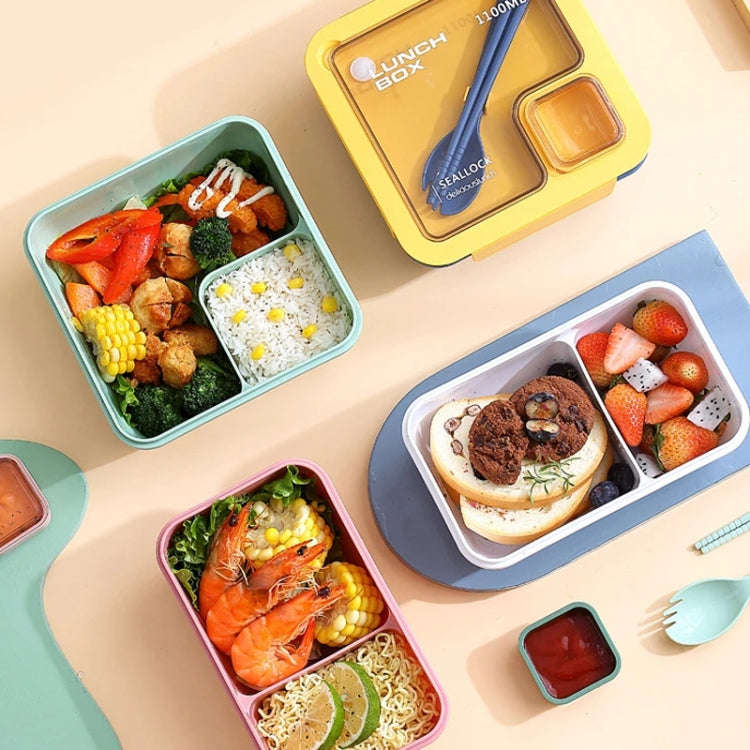 Rectangle Microwaveable Lunch Box Hermetic Bento Box with Spoon Chopsticks(Green)