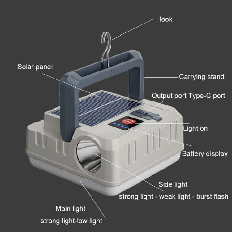 Outdoor Solar Energy Charging Camping Light Hanging Multi-Functional Tent Lamp Power Outage Emerg...