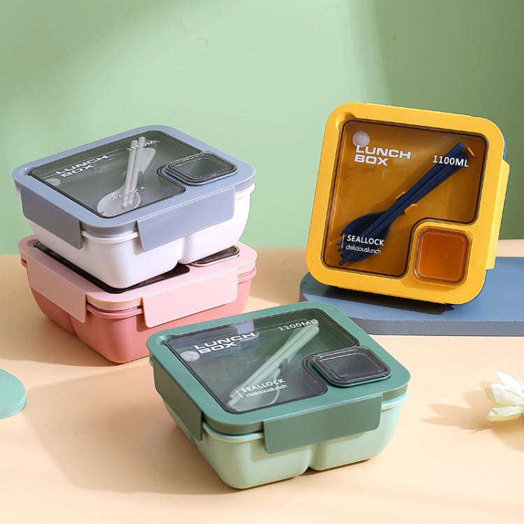 Square Microwaveable Lunch Box Hermetic Bento Box with Spoon Chopsticks(Pink)