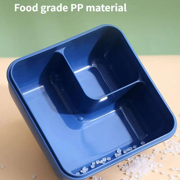 Square Microwaveable Lunch Box Hermetic Bento Box with Spoon Chopsticks(Blue)