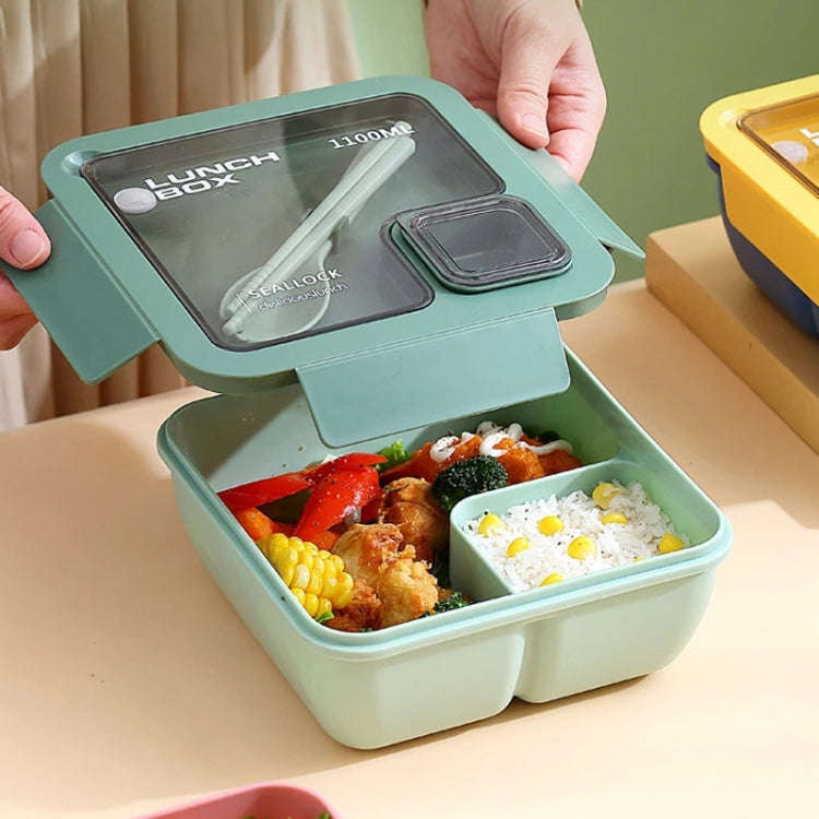 Square Microwaveable Lunch Box Hermetic Bento Box with Spoon Chopsticks(Pink)