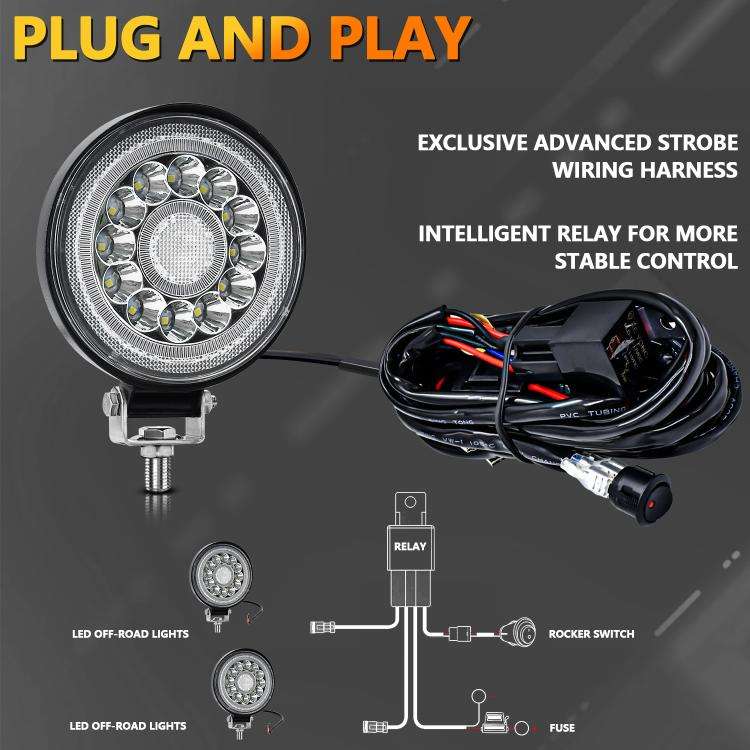 4 Inch Round Mixed Luminous Double-Circle Angel Eye Work Light(E10 1pair)