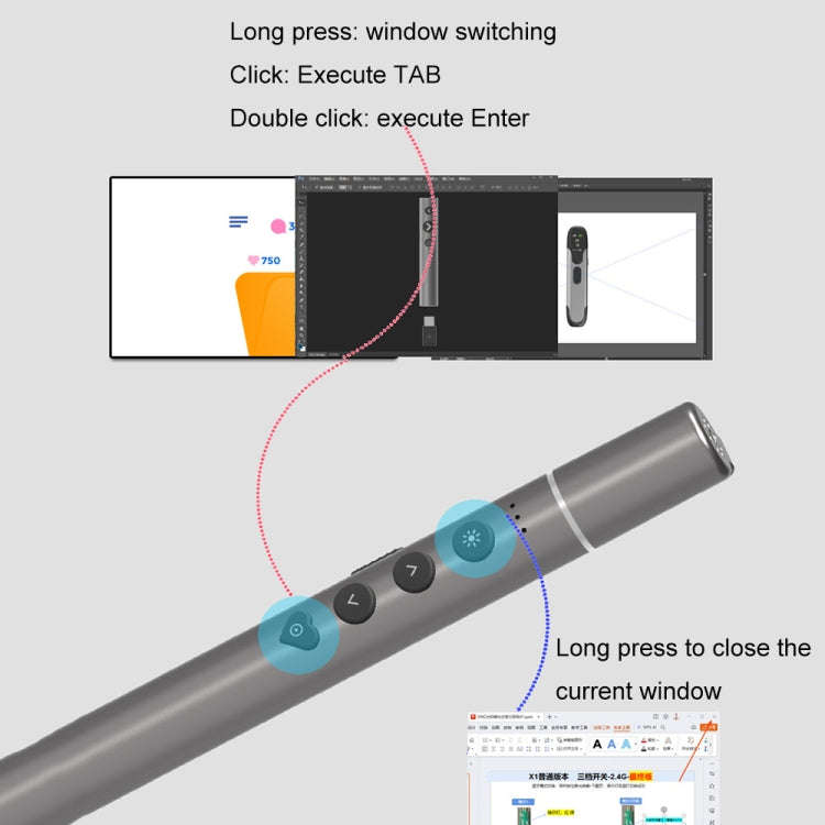 Conference Teaching Page Turning Pen Electronic Telescopic Pointer Laser Pointer PPT Wireless Pre...
