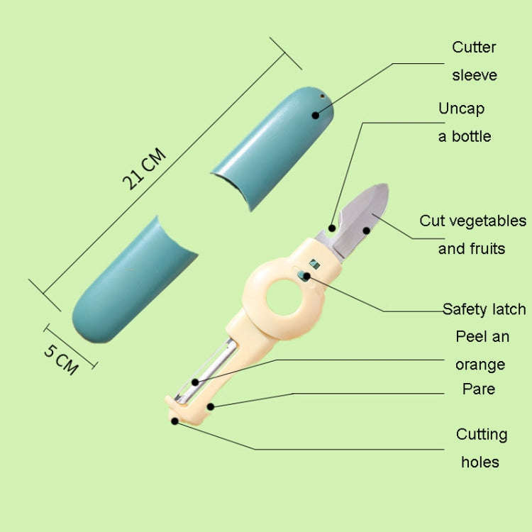 5 In 1 Multifunctional Fruit Knife Camping Travel Portable Pocket Knives(Blue)