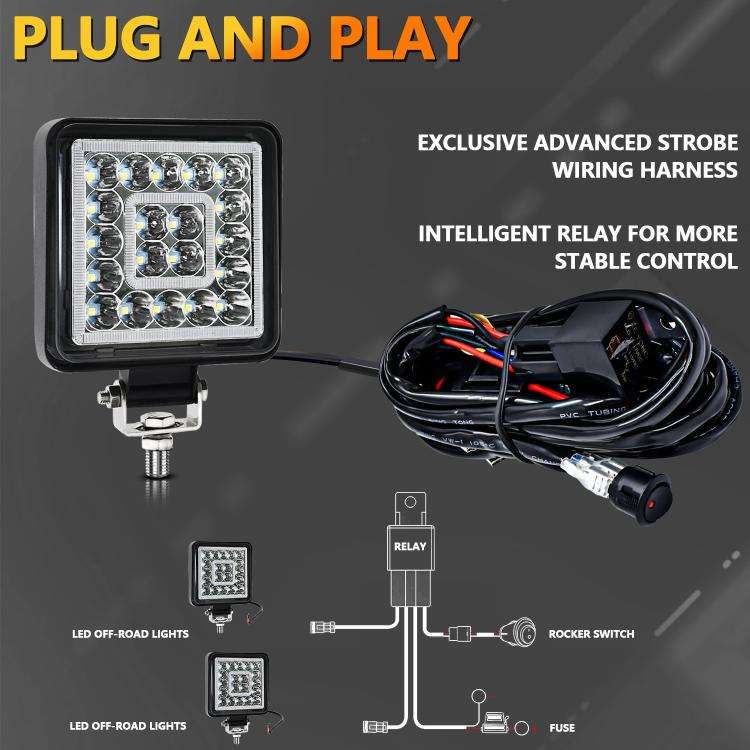 4 Inch Square Mixed Light Double-Circle Angel Eye Work Light(E10 1pair)