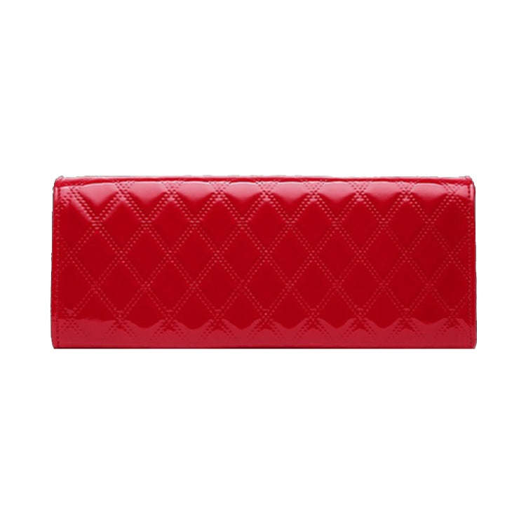 Large capacity PU Leather Diamond Pattern Ladies Handbag with Hanging Ornaments(Red)