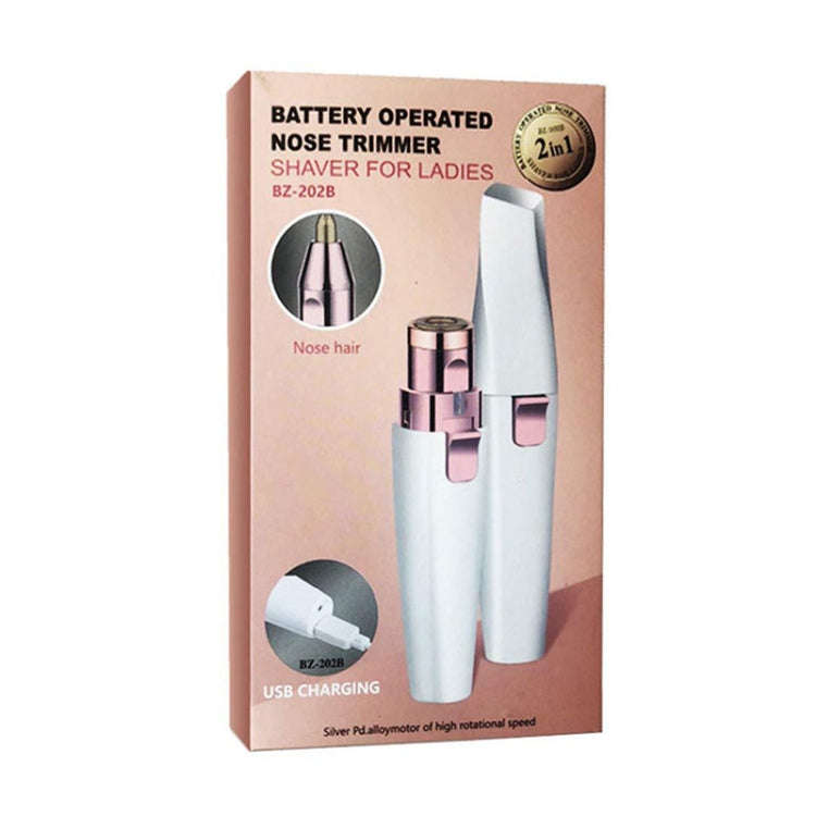 2 In 1 Electrical Eyebrow Trimmer Ladies Shaver Eyebrow Shapers, Model: USB Charging White