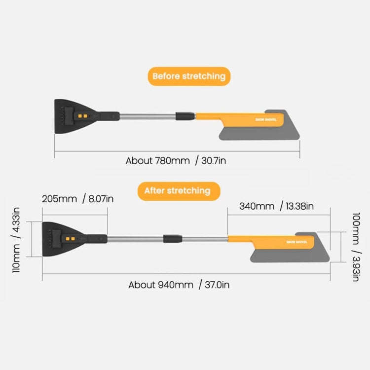 Car Multifunctional Telescopic Snow Shovel Glass Defrost De-icing Brush Winter Cleaning Tools, Sp...