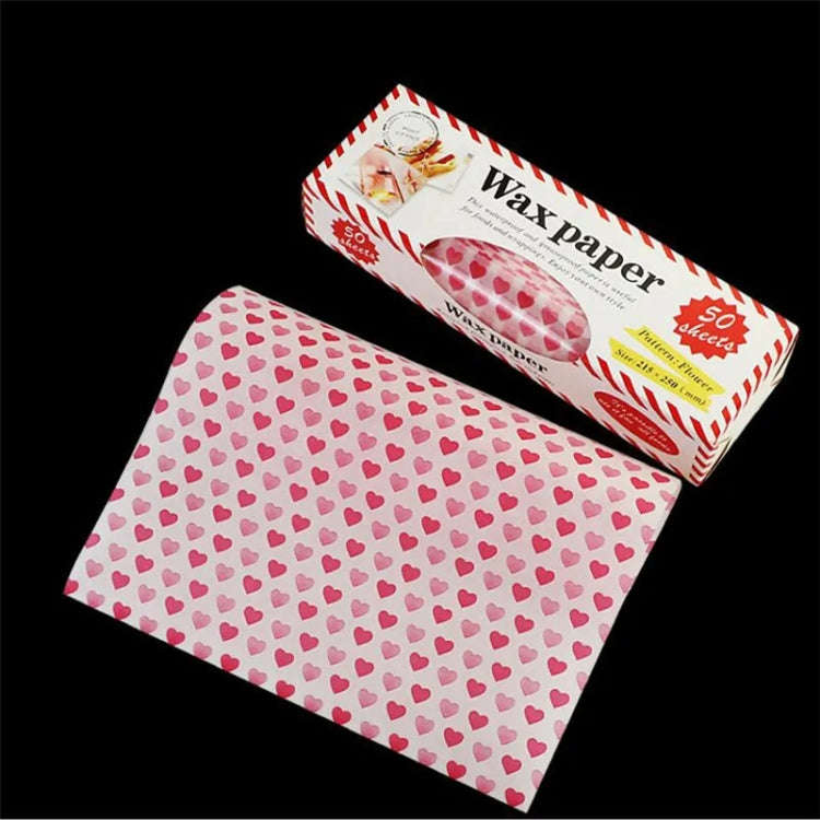 50sheets /Pack Food Wrapping Paper Baking Wax Paper Grease Proof Waterproof Liners, Spec:  Heart