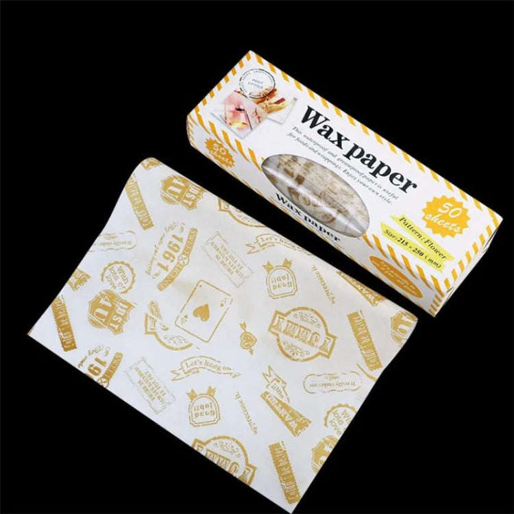 50sheets /Pack Food Wrapping Paper Baking Wax Paper Grease Proof Waterproof Liners, Spec: Stamp