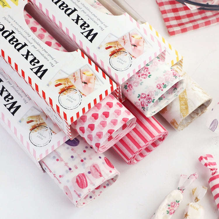 50sheets /Pack Food Wrapping Paper Baking Wax Paper Grease Proof Waterproof Liners, Spec:  Heart
