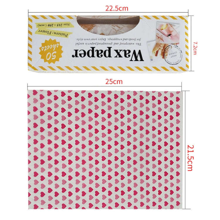 50sheets /Pack Food Wrapping Paper Baking Wax Paper Grease Proof Waterproof Liners, Spec:  Heart