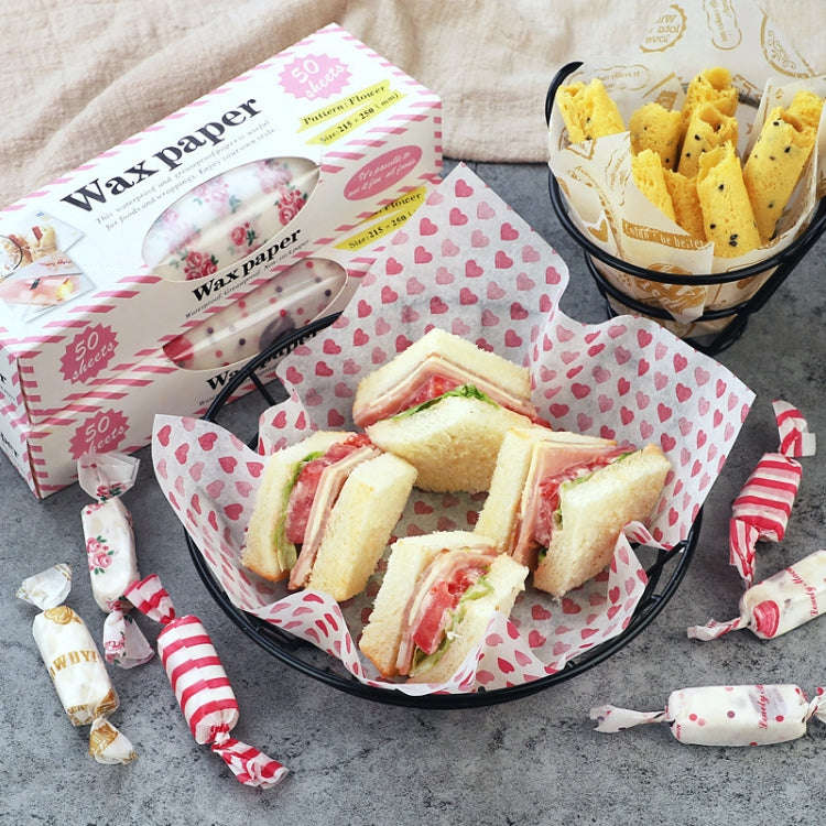 50sheets /Pack Food Wrapping Paper Baking Wax Paper Grease Proof Waterproof Liners, Spec: Macaron