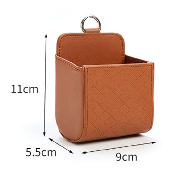 Car Air Outlet Leather Multifunctional Mobile Phone Card Hanging Storage Box, Color: Gray