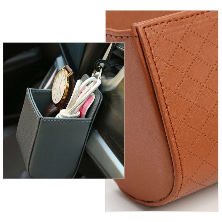 Car Air Outlet Leather Multifunctional Mobile Phone Card Hanging Storage Box, Color: Gray