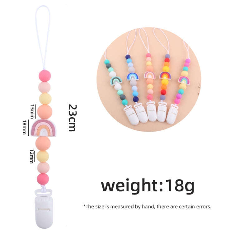 Baby Anti-drop Chain Pacifier Clips Silicone Rainbow Beads Dummy Holder Nipple Clip(Blue)