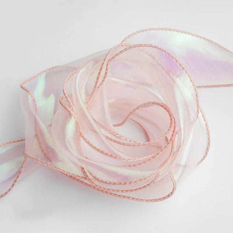 4cm x 9m Champagne Pink Symphony Fishtail Yarn Flower Cake Baking Packaging Ribbon Lace Decorativ...
